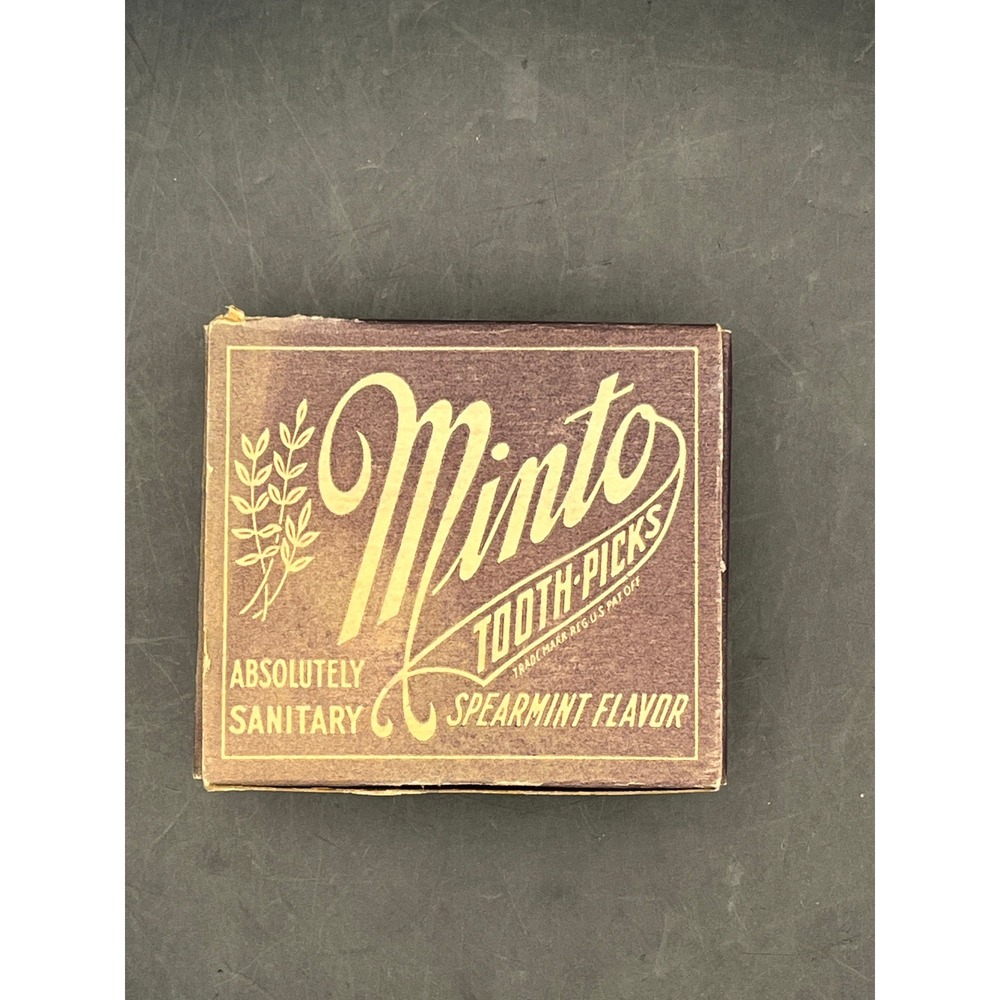Vtg NIB Minto Toothpicks Box Spearmint Flavor Collectible Advertising‎ Saginaw